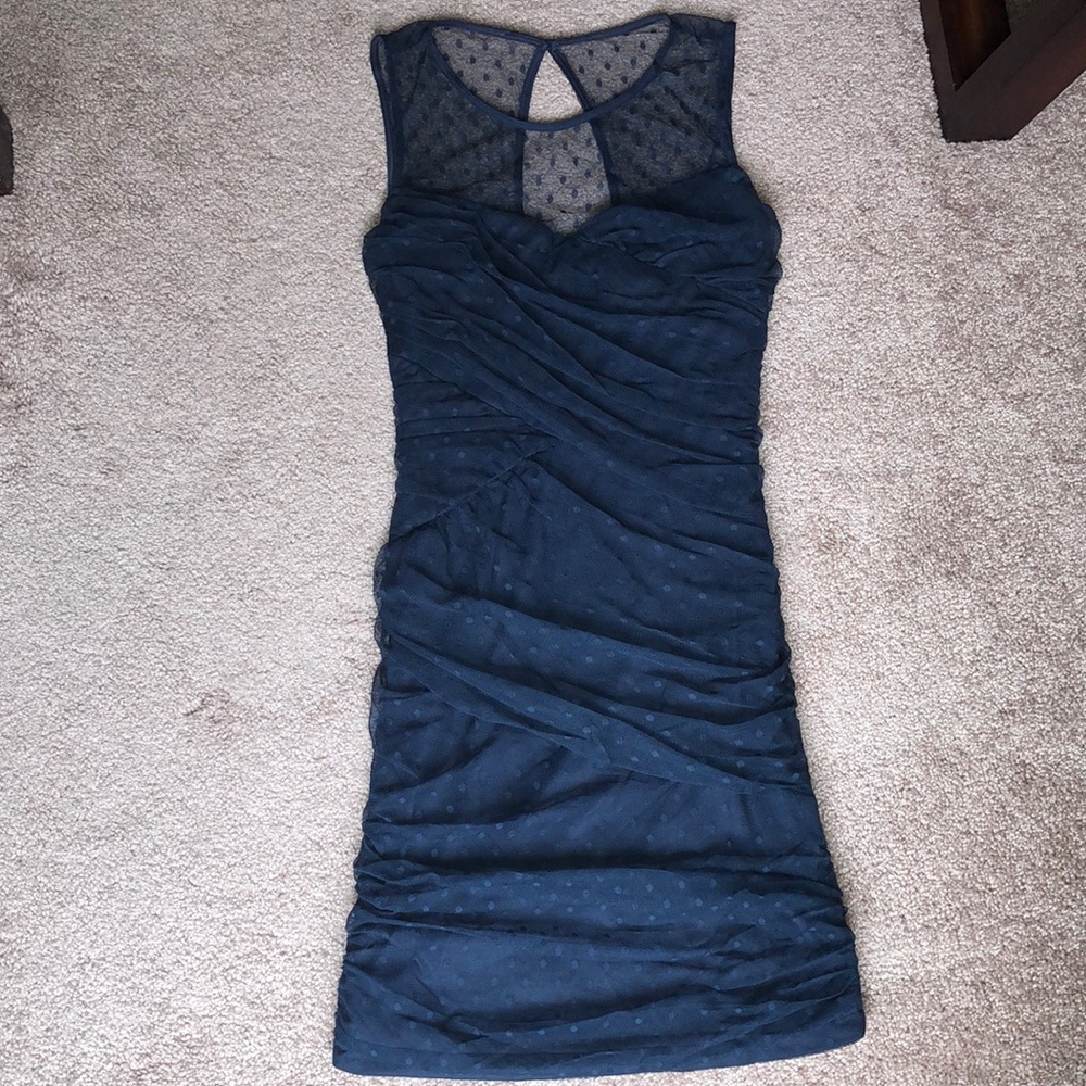 En Créme Navy Blue Lace Dress